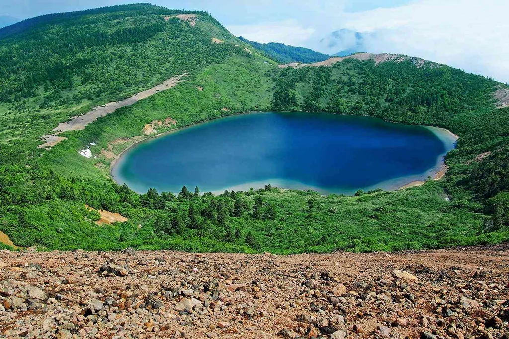 Japanese caldera lake, Goshiki-numa, Fukushima