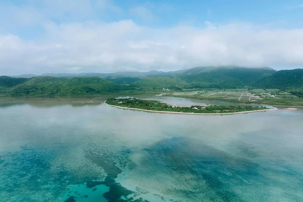 Aerial view of tropical island, Iriomote, Okinawa, Japan