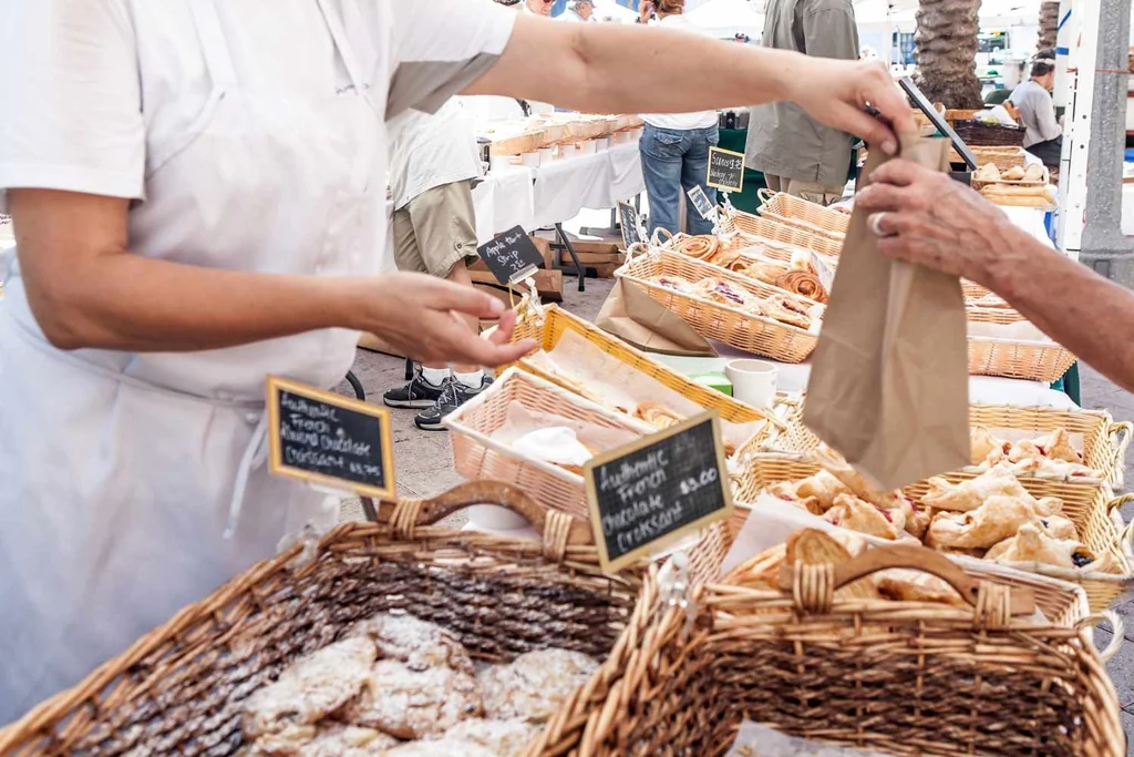 Love Local Selling fresh french pastry with motion blur in West Palm beach