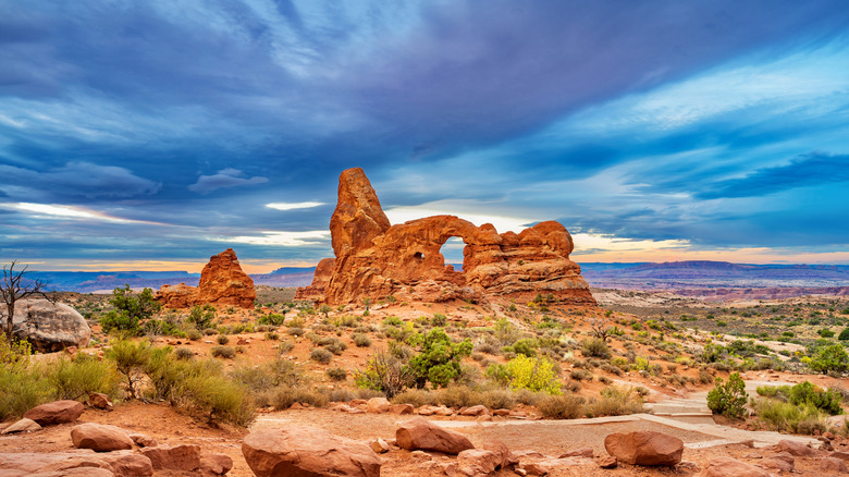 Formations de roche rouge dans le parc national d'Arches