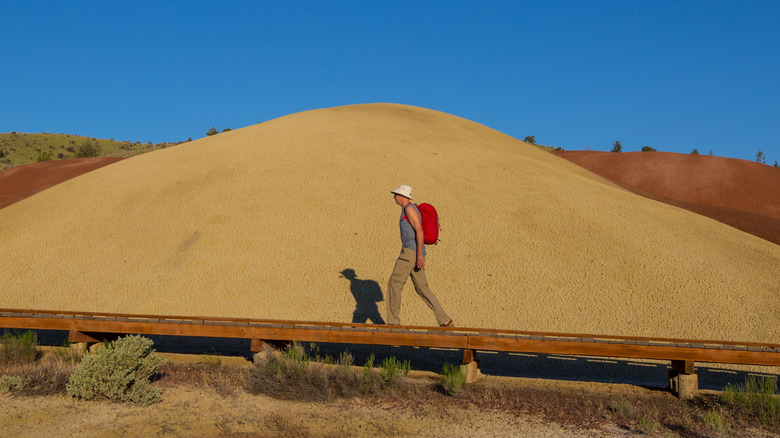 Randonneur aux Painted Hills en Oregon