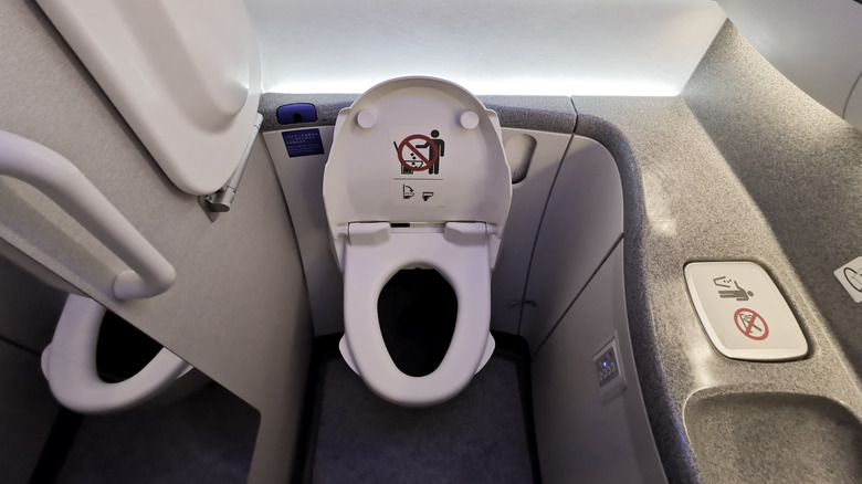 An airplane lavatory