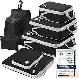 8 pièces Packing Cubes Compression, Organisateur Valise Organisateur de Voyage Rangement Valise Bagage Sac Compression pour Sac à Dos